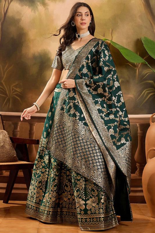 Green Banarasi Wedding Sangeet Lehenga Choli  SFSHV12206