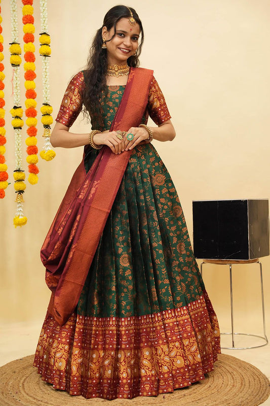 Green Silk Wedding Sangeet Silk Lehenga Choli SFROY539005