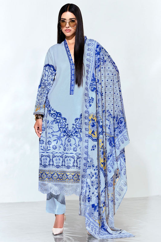 Blue Linen Casual Salwar Kameez Plus Size SFYS147604