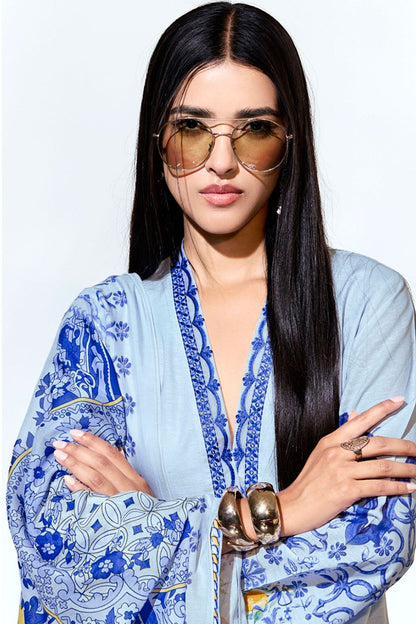 Blue Linen Casual Salwar Kameez Plus Size SFYS147604