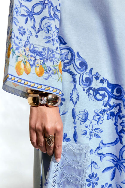 Blue Linen Casual Salwar Kameez Plus Size SFYS147604