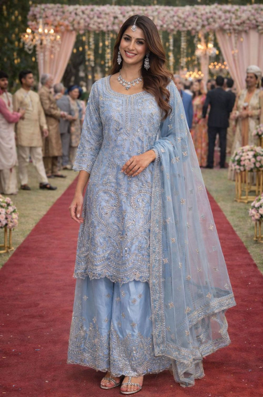 Blue Net Salwar Kameez - SFSA562002R