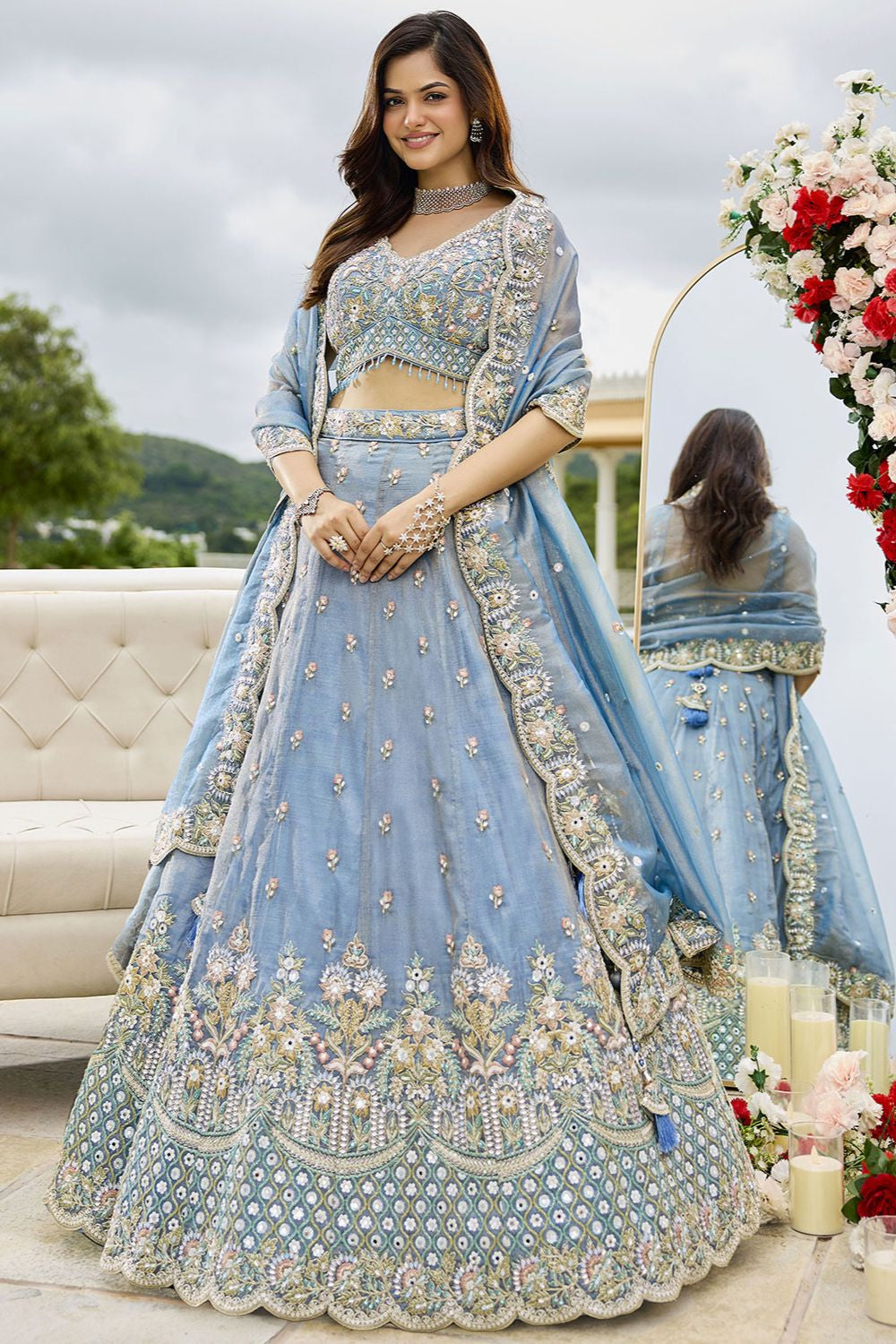 Blue Silk Lehenga Choli - SFPRF261709R