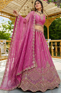 Pink Satin Lehenga Choli - SFANJ3275
