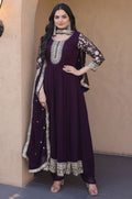 Burgundy Georgette Salwar Kameez - SFNPV76102R