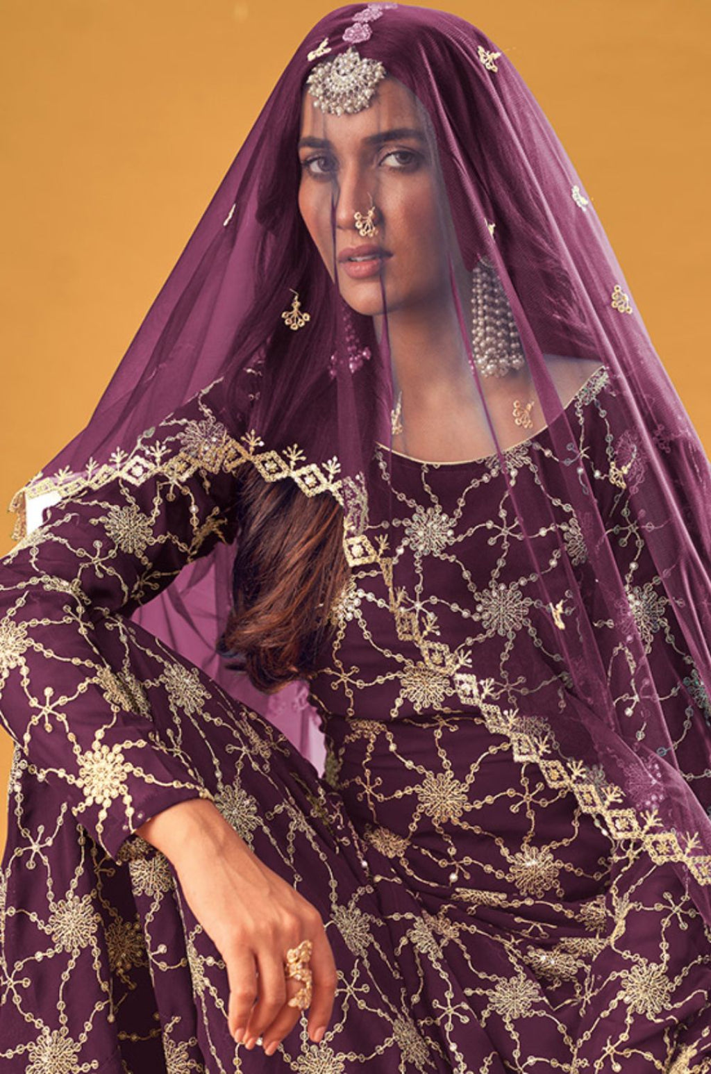 Burgundy Georgette Salwar Kameez - SFSA334202