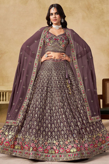Purple Georgette Sangeet Party Lehenga Choli  SFZC5404