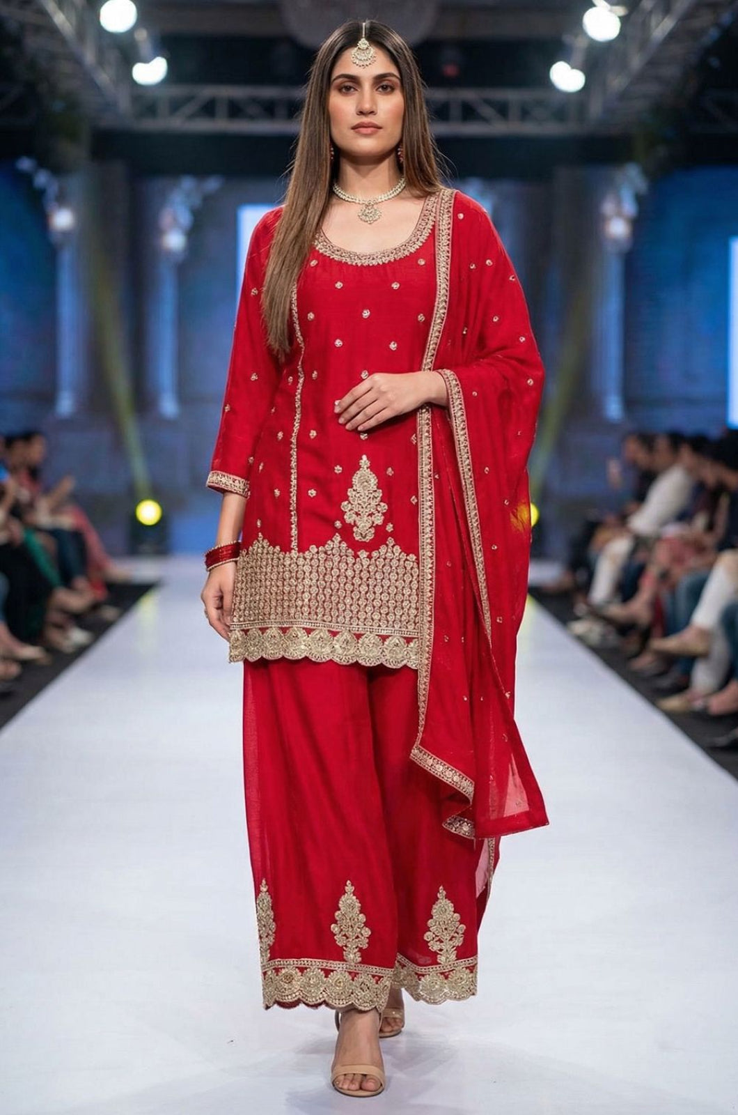 Red Silk Salwar Kameez - SFEDC26102