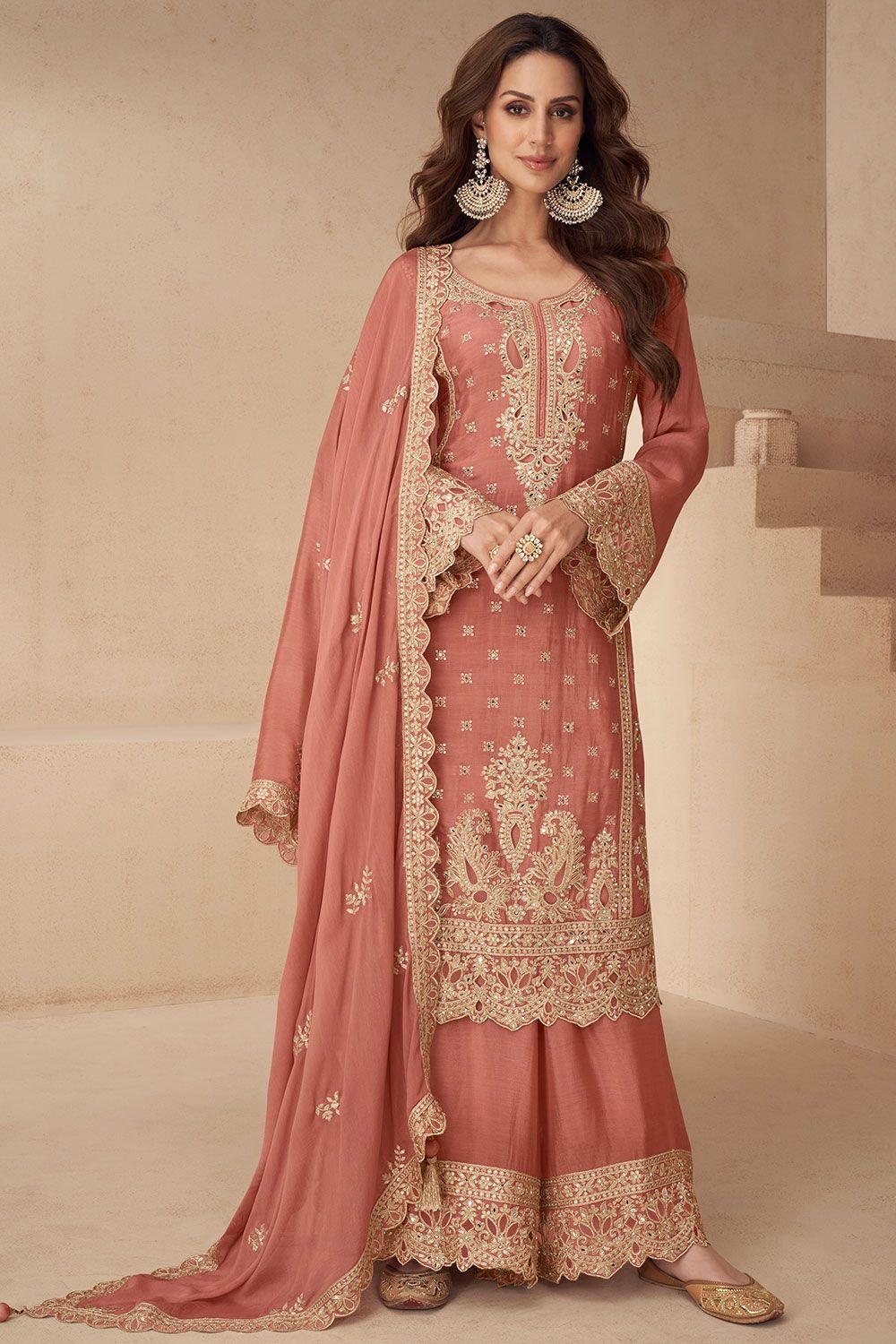 Peach Other Salwar Kameez - SFSMT49701R