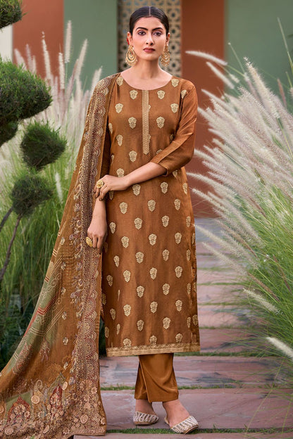 Brown Silk Plus Size Salwar Kameez SFSTL30502