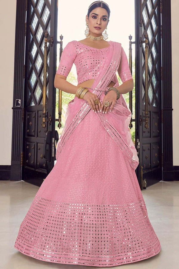 Pink  Bridal Sangeet Lehenga Choli In Organza SFARY12319