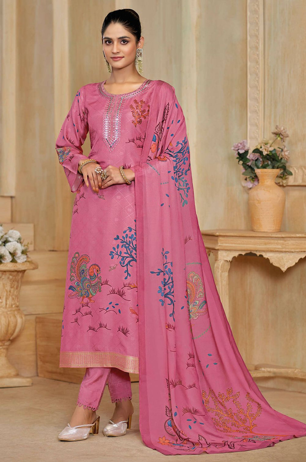 Pink Silk Salwar Kameez - SFPRF278601