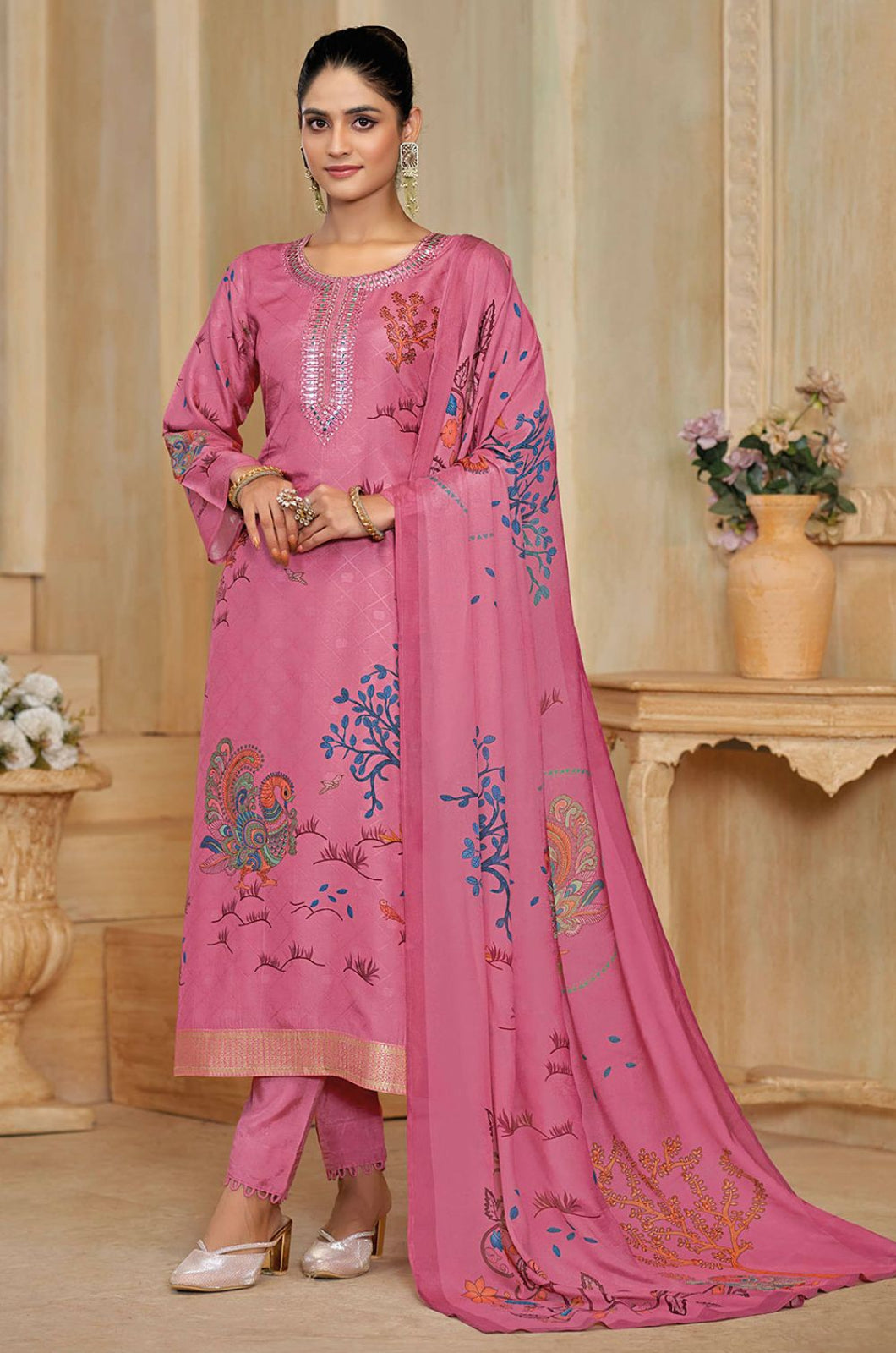 Pink Silk Salwar Kameez - SFPRF278601