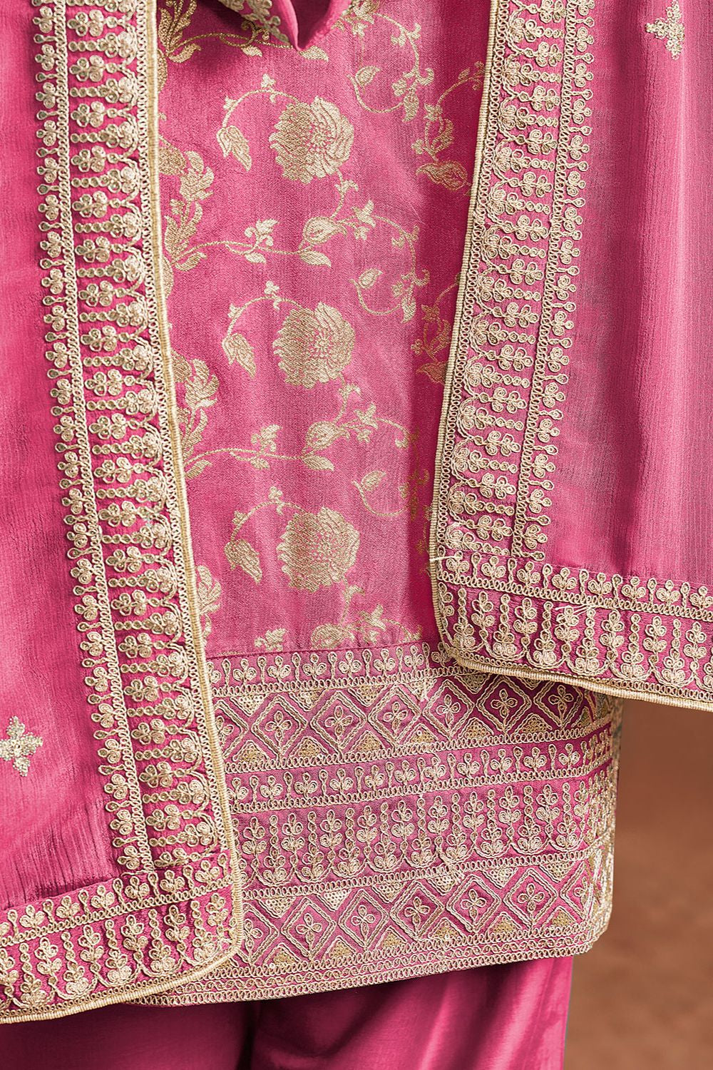 Pink Jacquard Wedding Plus Size Salwar Kameez SFDFS32901