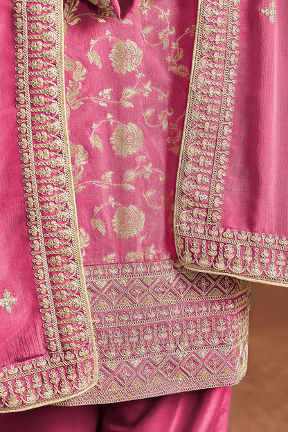 Pink Jacquard Wedding Plus Size Salwar Kameez SFDFS32901