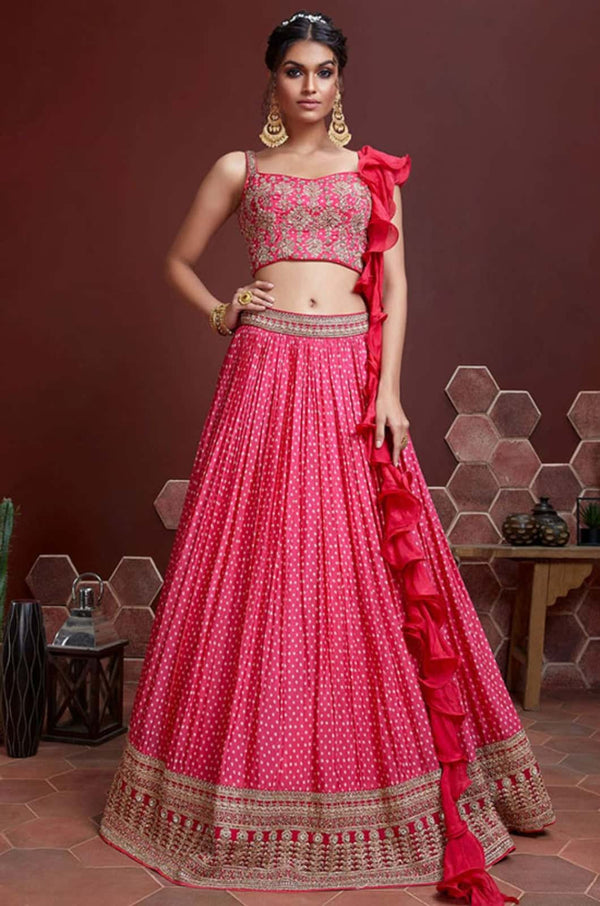 Pink Silk Lehenga Choli - SFANB60701