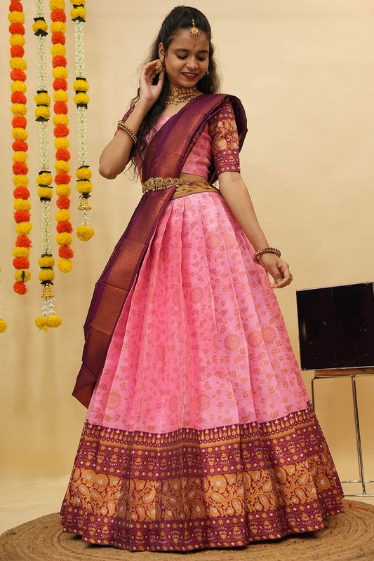 Pink Evening Wedding Sangeet Silk Lehenga Choli SFROY539001