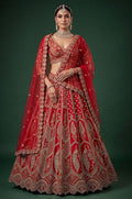 Red Silk Lehenga Choli - SFANJ3451