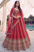 Red Silk Lehenga Choli - SFANJ3453