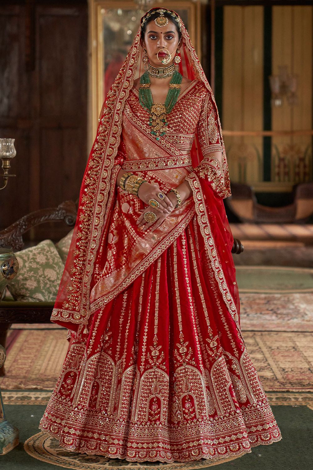 Red Silk Royal Bridal Lehenga Choli SFSJDN33903