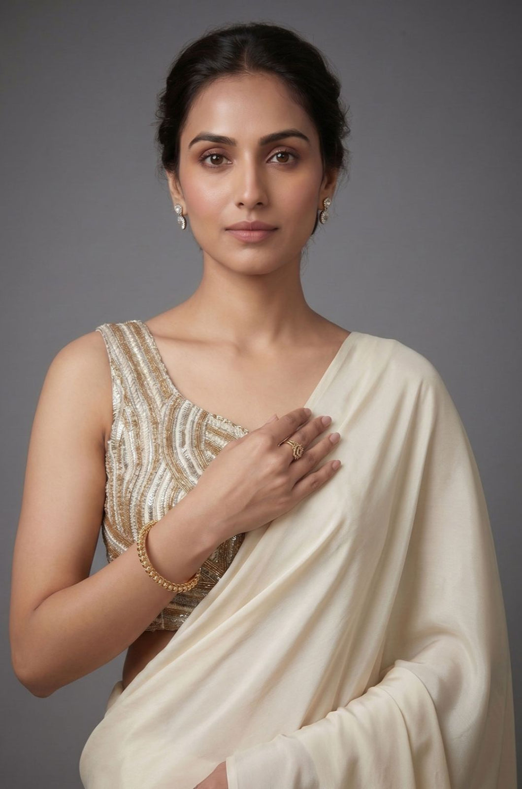 Cream Georgette Sarees - SFCRT7302