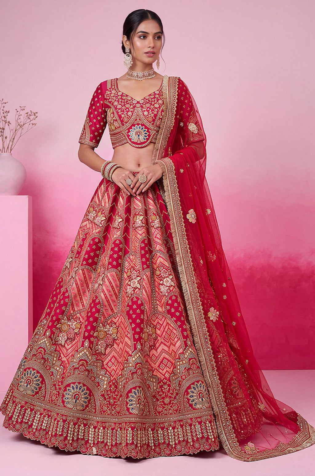 Rani Pink Silk Lehenga Choli - SFANJ3465
