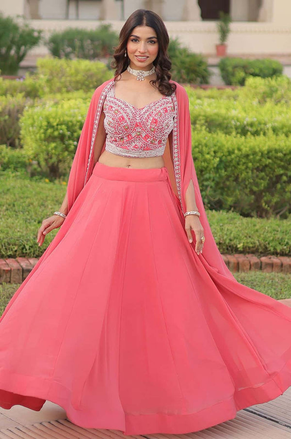 Pink Georgette Lehenga Choli - SFNPV71101R