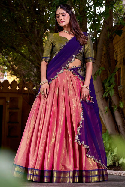 Pink Silk Navratri Lehenga Choli In Silk SFROY550703