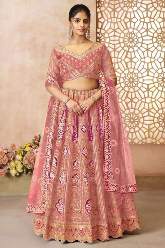 Pink Silk Reception Party Wear Lehenga Choli SFRELS4409