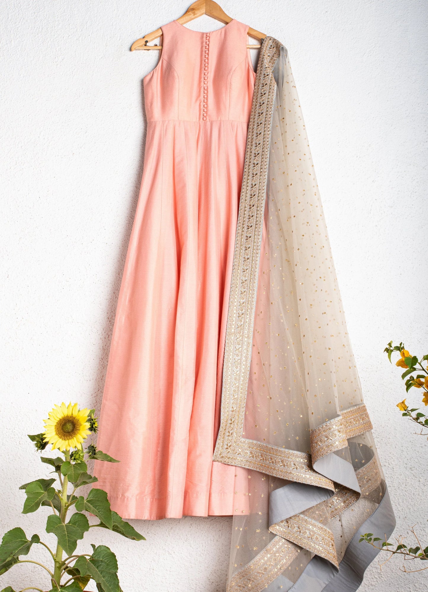 Pink Long Evening Anarkali Gown Silk  SIN0975