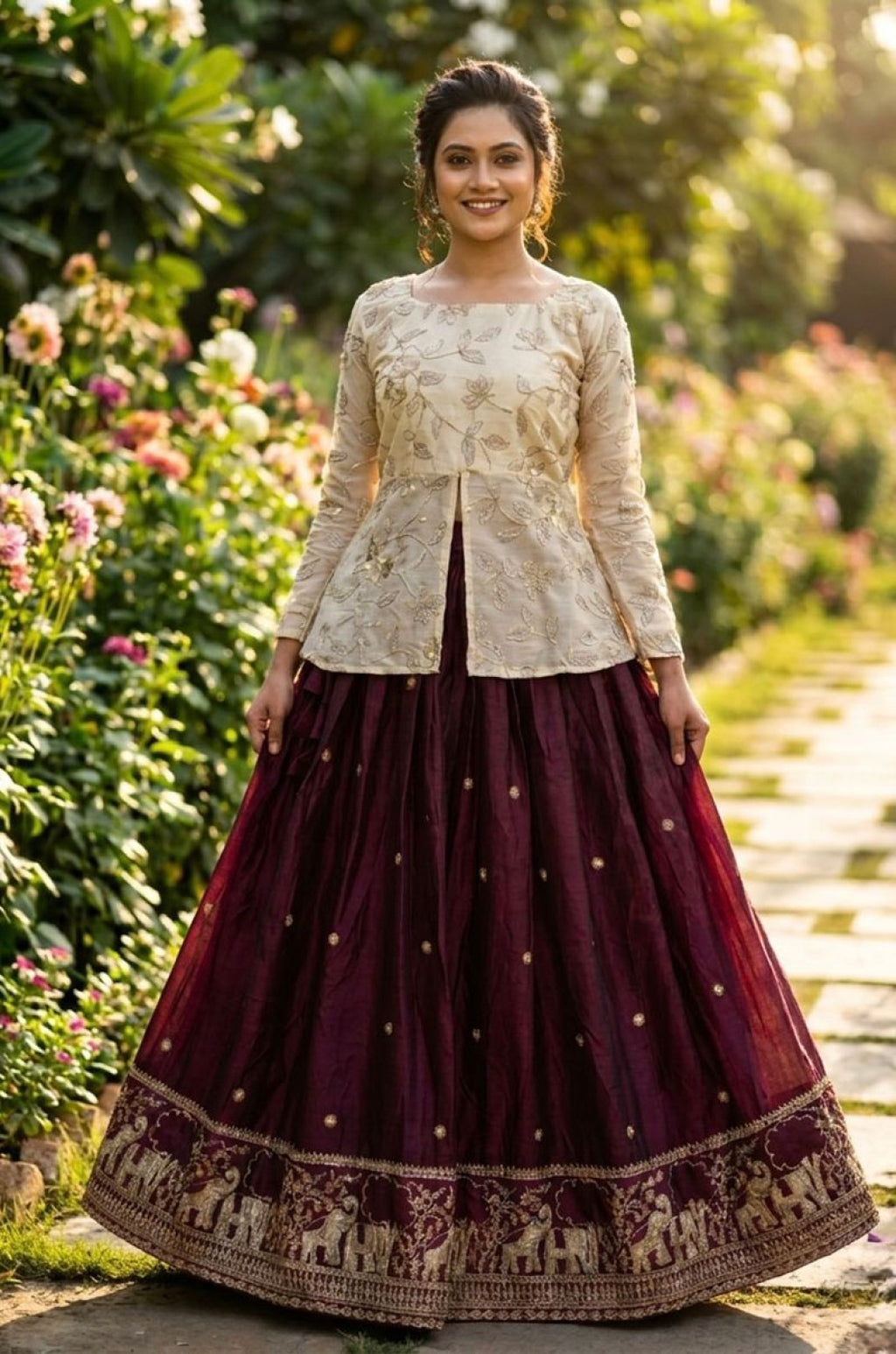 Maroon Silk Salwar Kameez - SFROY572502R