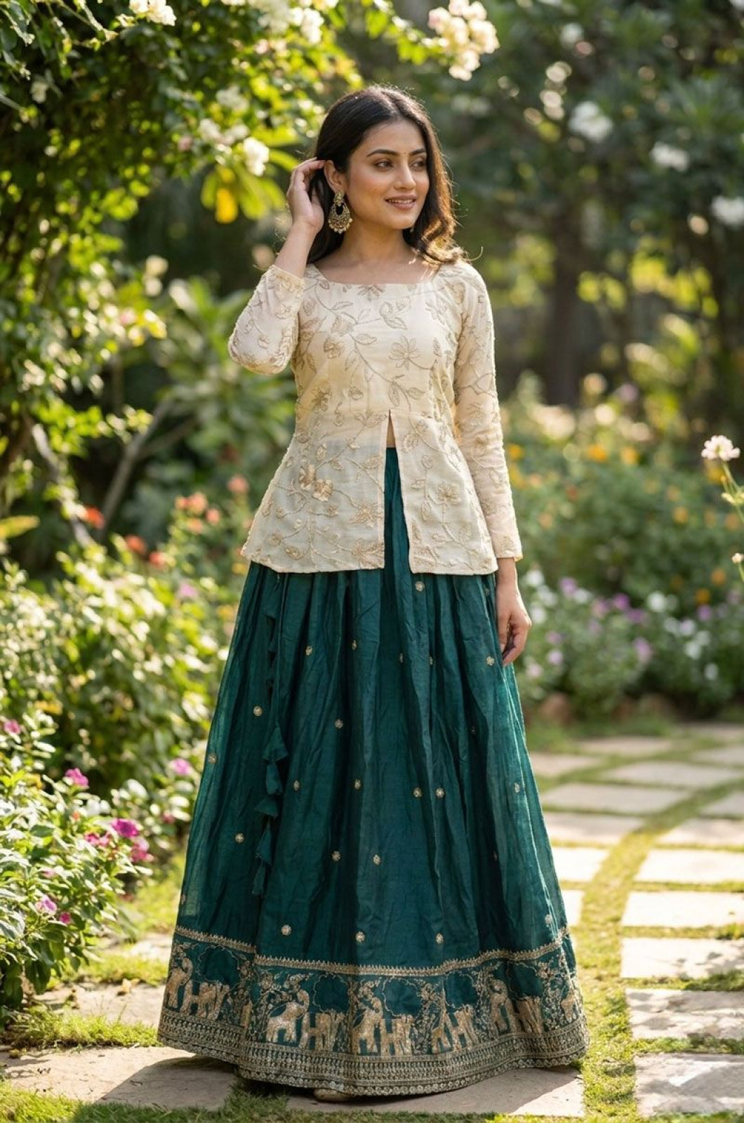 Green Silk Salwar Kameez - SFROY572501R