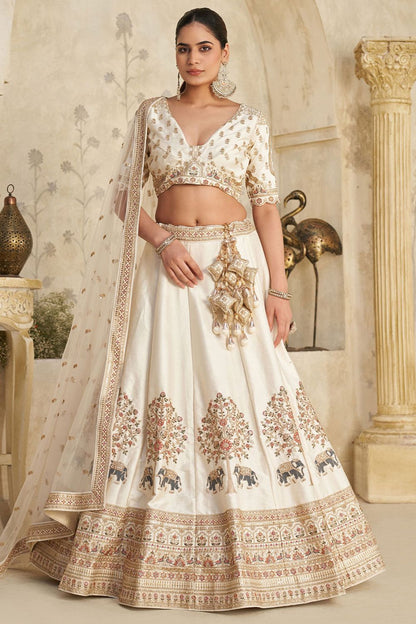 Cream Silk Lehenga Choli - SFRELS6501