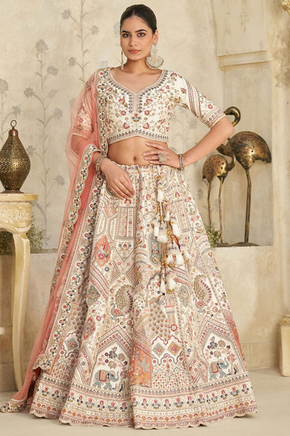 Cream Silk Lehenga Choli - SFRELS6506