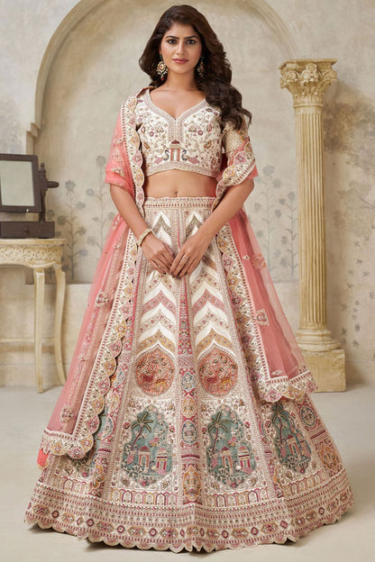 Cream Silk Lehenga Choli - SFRELS6507