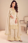 Cream Silk Salwar Kameez - SFYS173101R