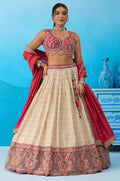 Cream Jacquard Lehenga Choli - SFROY571816