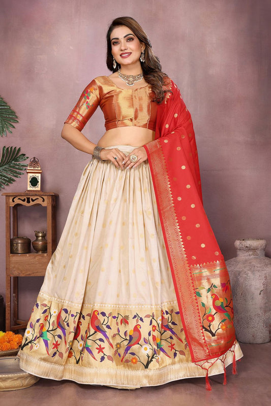 Cream Silk Partywear Lehenga Choli  SFJBNF2409R