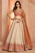 Cream Kanjivaram Lehenga Choli - SFPRF280009