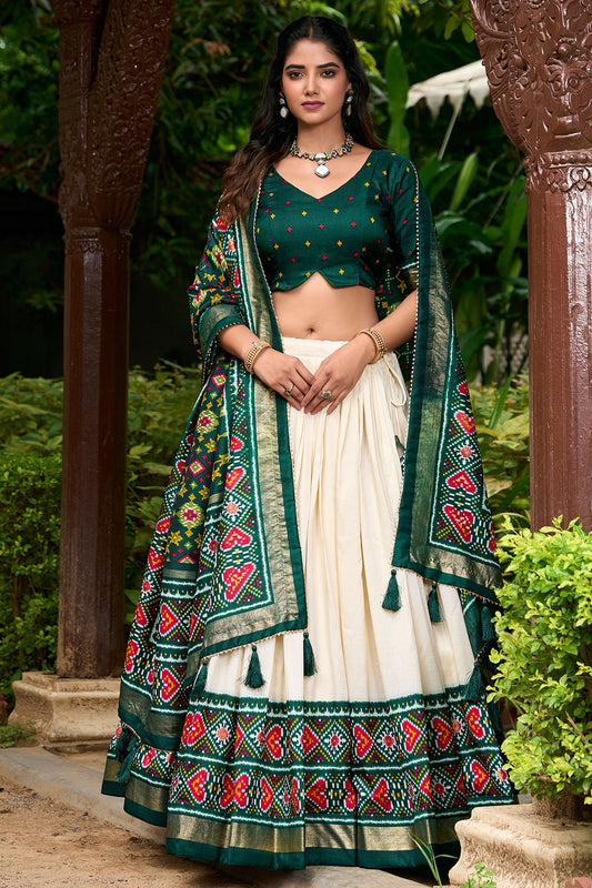 Cream Tussar Silk Navratri Lehenga Choli SFROY536601