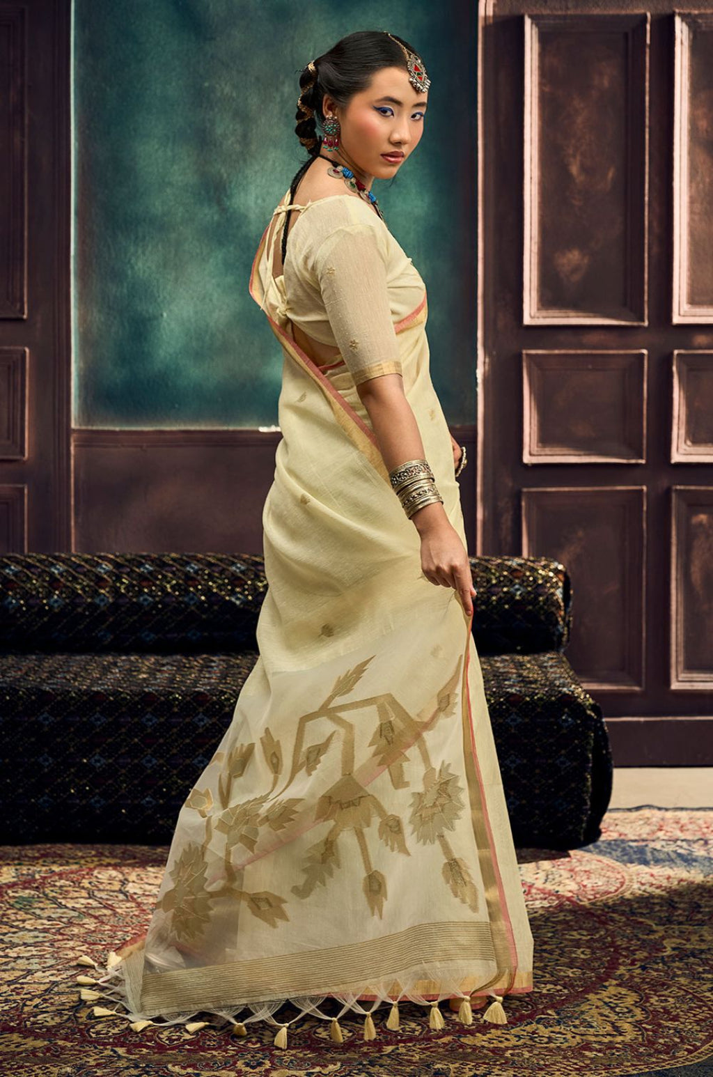 Cream Silk Sarees - SFSJDN45206