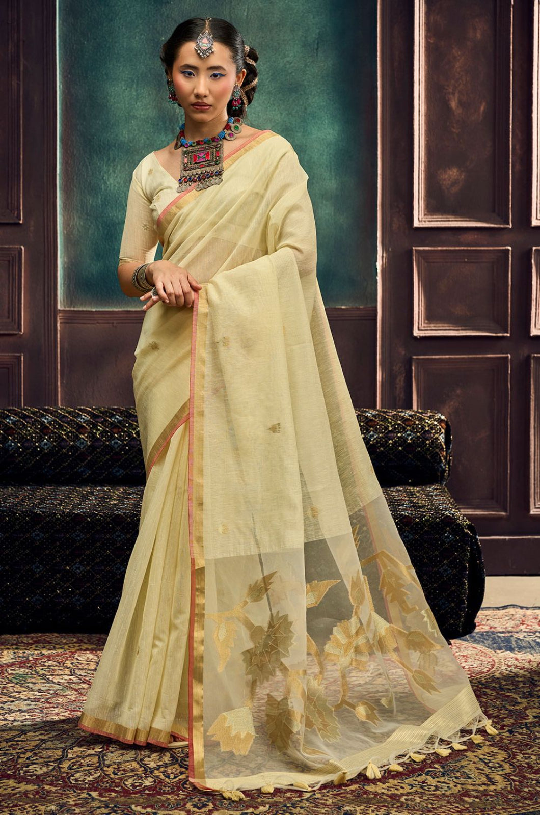 Cream Silk Sarees - SFSJDN45206