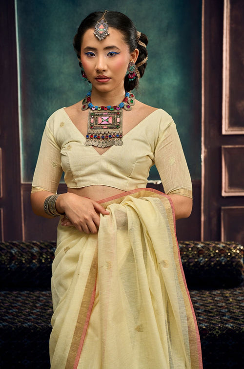 Cream Silk Sarees - SFSJDN45206