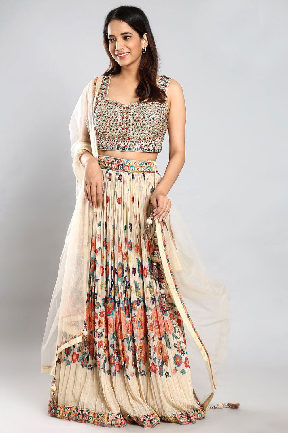 Cream Silk Party Ready Made Lehenga Choli  SFSBL1513R