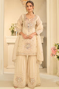 Cream Silk Salwar Kameez - SFYS173501R