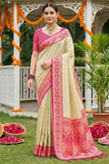 Cream Silk Sarees - SFAST21401