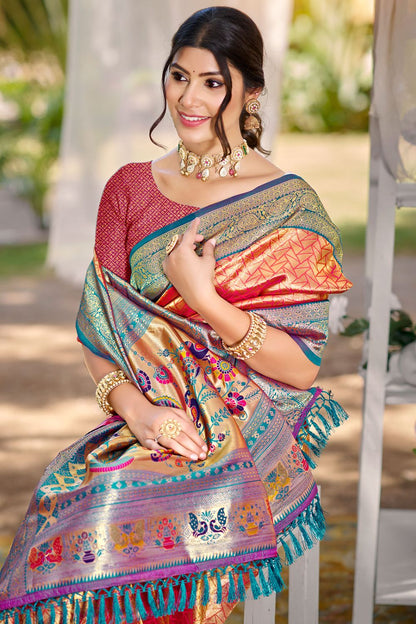 Red Kanjivaram Silk Wedding Sarees With Blouse  SFSGM119003