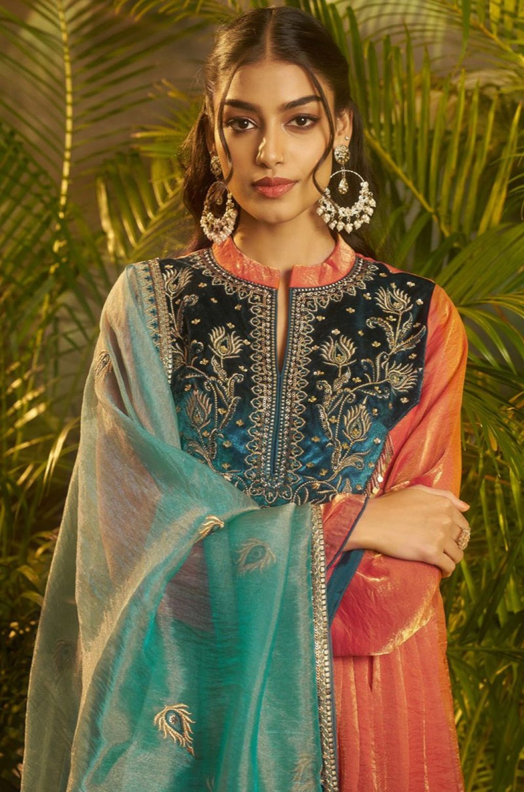 Orange Organza Salwar Kameez - SFSA565901R