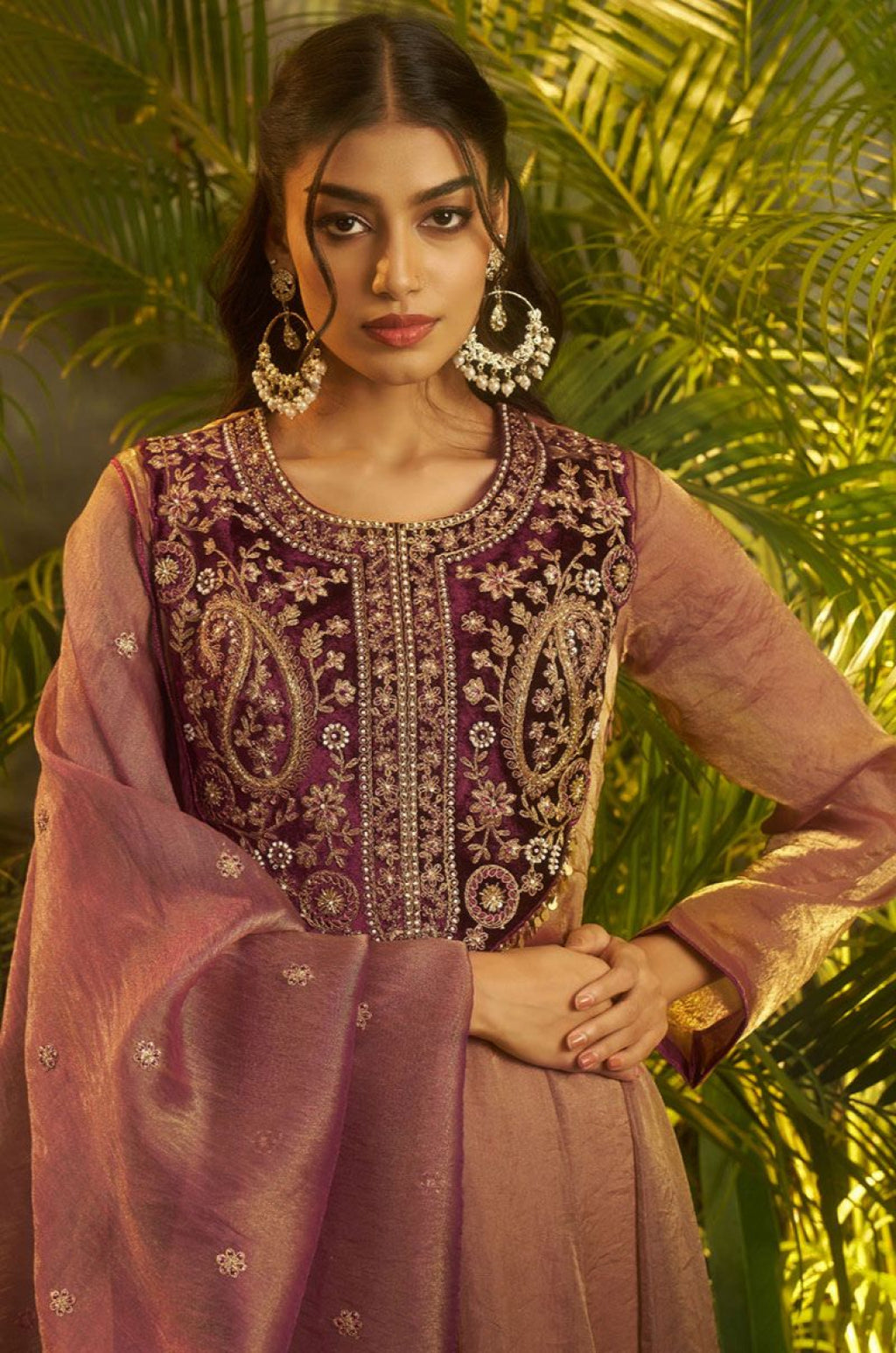Golden Organza Salwar Kameez - SFSA565905R
