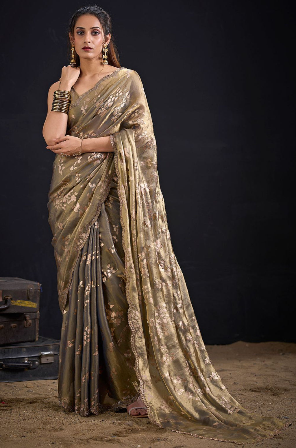 Grey Satin Sarees - SFSA571803
